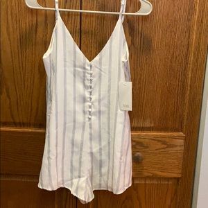 White and Blue Striped Romper